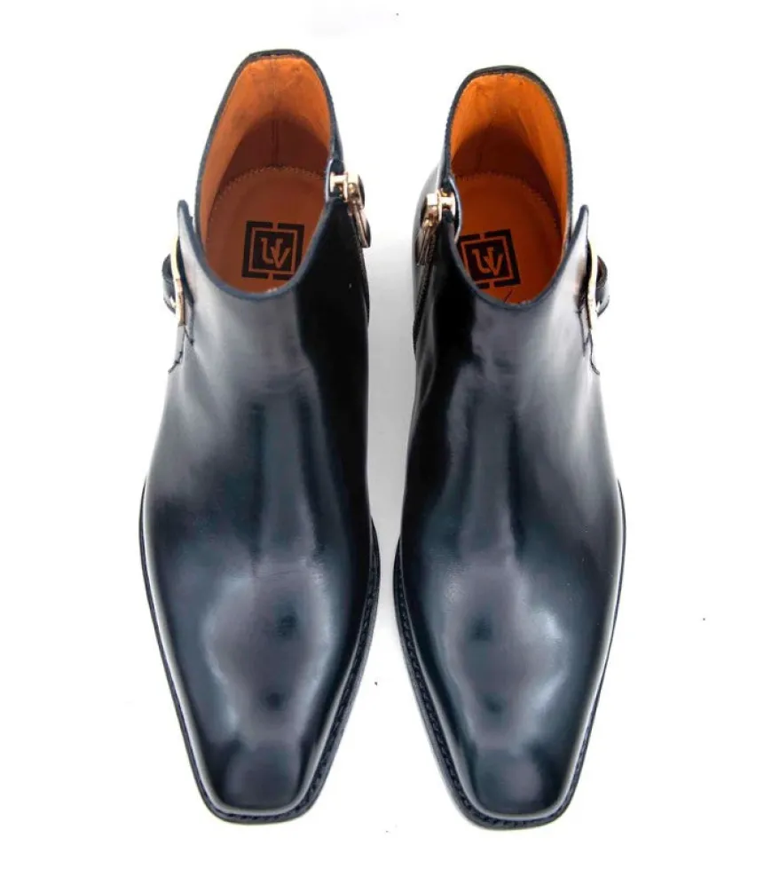Americano Burnished Calfskin Slip-On Boot Black