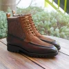 Burnished Calfskin & Suede Slip-On Boot Brown