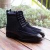 Burnished Calfskin & Suede Slip-On Boot Black