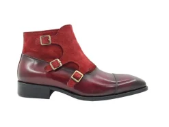 Burnished Calfskin & Suede Slip-On Chukka Boot Burgundy