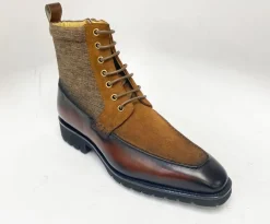 Burnished Calfskin & Suede Slip-On Boot Brown
