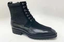Burnished Calfskin & Suede Slip-On Boot Black