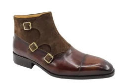 Burnished Calfskin & Suede Slip-On Chukka Boot Chestnut