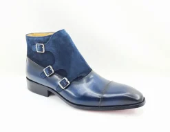 Burnished Calfskin & Suede Slip-On Chukka Boot Navy