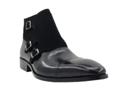 Burnished Calfskin & Suede Slip-On Chukka Boot Black