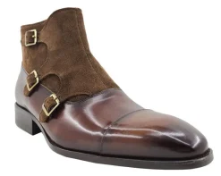 Burnished Calfskin & Suede Slip-On Chukka Boot Chestnut