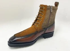 Burnished Calfskin & Suede Slip-On Boot Brown