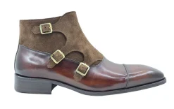 Burnished Calfskin & Suede Slip-On Chukka Boot Chestnut
