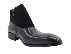 Burnished Calfskin & Suede Slip-On Chukka Boot Black