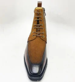 Burnished Calfskin & Suede Slip-On Boot Brown
