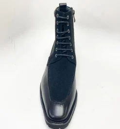 Burnished Calfskin & Suede Slip-On Boot Black
