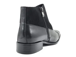 Burnished Calfskin & Suede Slip-On Chukka Boot Black