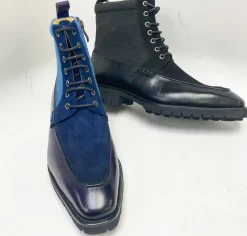 Burnished Calfskin & Suede Slip-On Boot Black