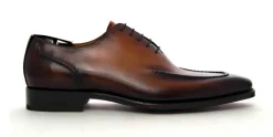 Burnished Calfskin "Arthur" Lace-Up Oxford Caramel