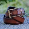 Burnished Calfskin Belt Brown