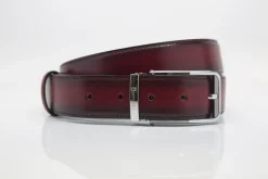 Burnished Calfskin Belt Burgundy