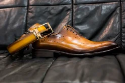 Burnished Calfskin Belt Cognac
