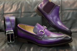 Burnished Calfskin Belt Purple