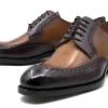 Burnished Calfskin "Colin" Lace-Up Oxford Brown/Camel