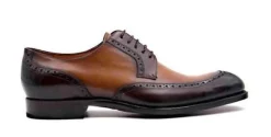 Burnished Calfskin "Colin" Lace-Up Oxford Brown/Camel