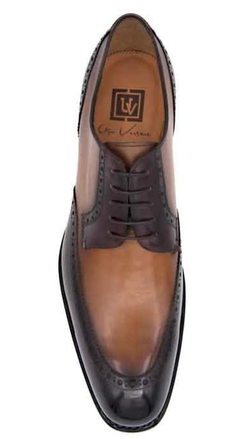 Burnished Calfskin "Colin" Lace-Up Oxford Brown/Camel