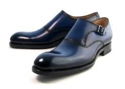 Burnished Calfskin "Fred" Monkstrap Navy