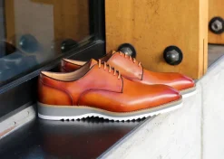 Burnished Calfskin Lace-Up Shoe Cognac