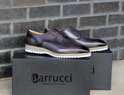 Burnished Calfskin Lace-Up Shoe Grey