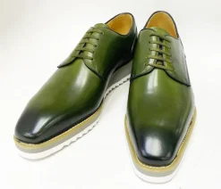 Burnished Calfskin Lace-Up Shoe Green