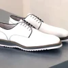 Burnished Calfskin Lace-Up Shoe White