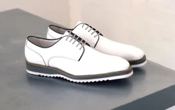Burnished Calfskin Lace-Up Shoe White