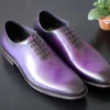Burnished Calfskin Lace-Up Oxford Purple