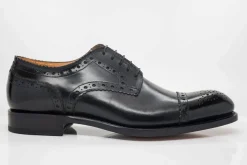 Burnished Calfskin Lace-Up Oxford Black