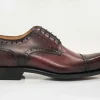 Burnished Calfskin Lace-Up Oxford Burgundy