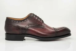 Burnished Calfskin Lace-Up Oxford Burgundy