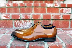 Burnished Calfskin Lace-Up Oxford Cognac