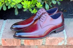 Burnished Calfskin Lace-Up Oxford Burgundy
