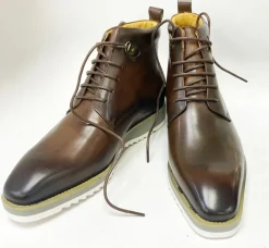 Burnished Calfskin Lace-Up Boot Brown
