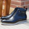 Burnished Calfskin Lace-Up Boot Black