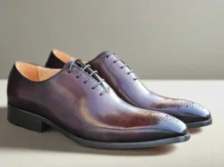 Burnished Calfskin Lace-Up Oxford Chestnut