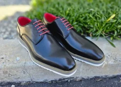 Burnished Calfskin Lace-Up Shoe Black