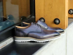 Burnished Calfskin Lace-Up Shoe Grey