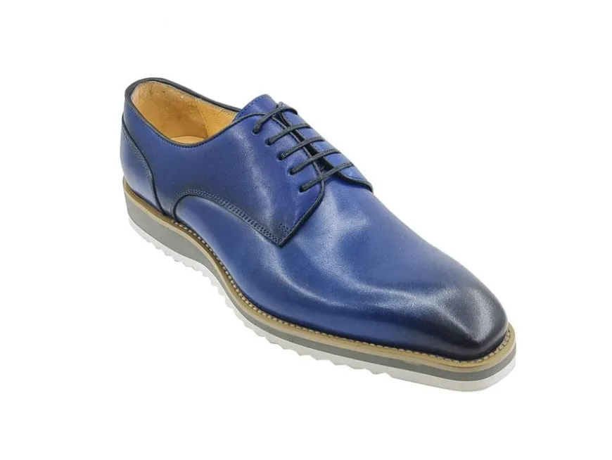 Burnished Calfskin Lace-Up Shoe Navy