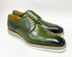 Burnished Calfskin Lace-Up Shoe Green