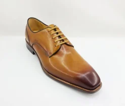 Burnished Calfskin Lace-Up Shoe Cognac