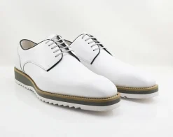 Burnished Calfskin Lace-Up Shoe White
