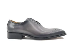 Burnished Calfskin Lace-Up Oxford Grey