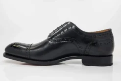 Burnished Calfskin Lace-Up Oxford Black
