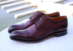 Burnished Calfskin Lace-Up Oxford Burgundy