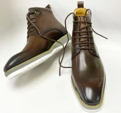 Burnished Calfskin Lace-Up Boot Brown